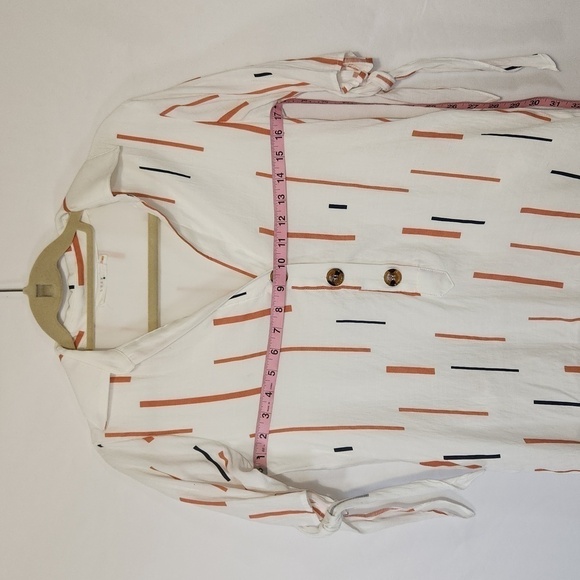 Lush Women's White Tie Short Sleeve Rayon Blend 3/4 Button Pull Over Shirt Dress - Picture 12 of 14